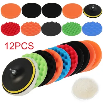 

12Pcs 7'' 180mm Car Waxing Buffing Polishing Sponge Wool Wheel Pads Auto Polisher Finishing Glazing Cleaning Tool Accessories