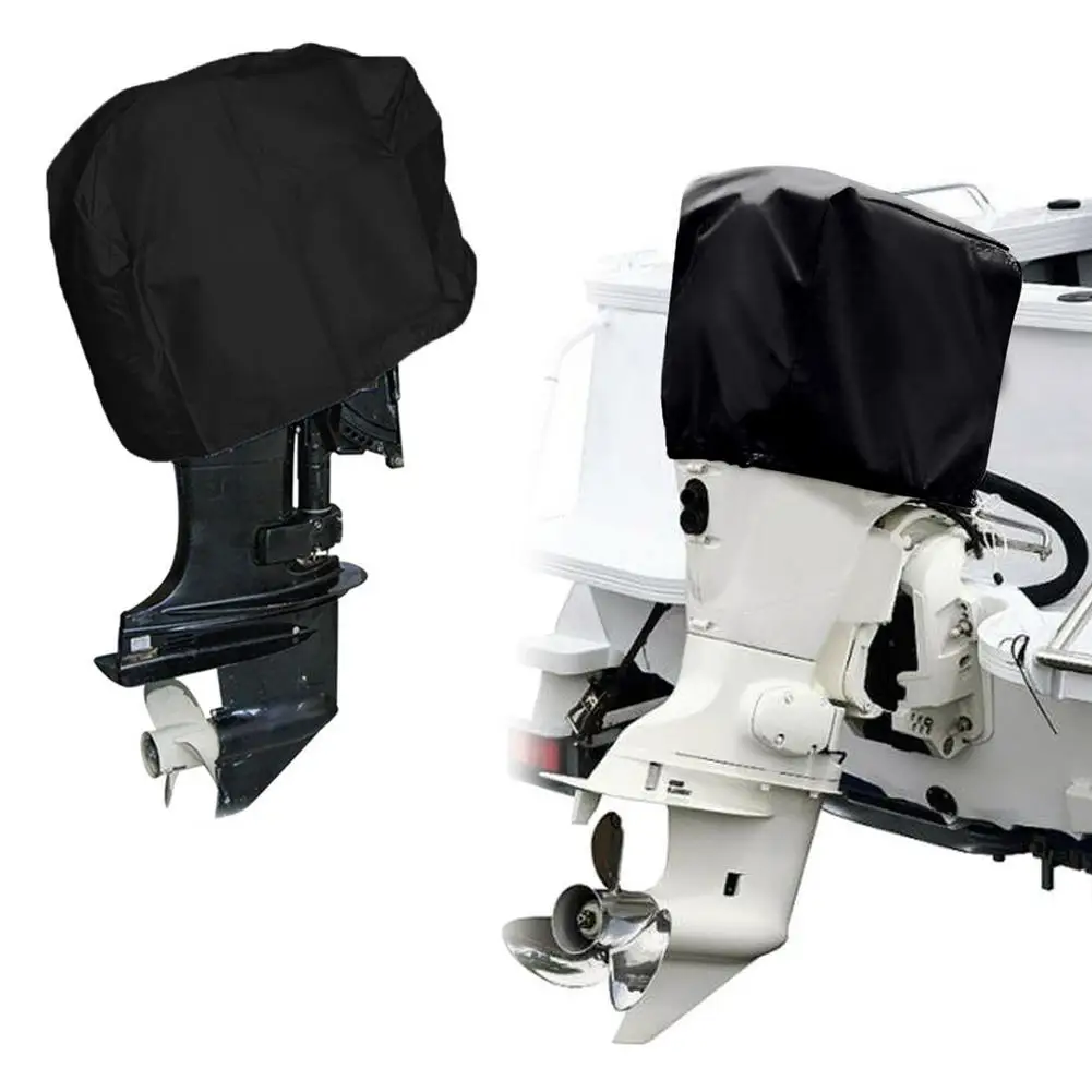Full Outboard Motor Engine Boat Cover Black 210D Oxford Waterproof Anti