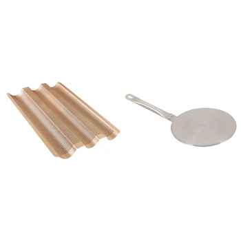 

1 Pcs 24Cm Heat Diffuser Converter for Gas/Electric/Induction & 1 Pcs Baguette Pan Set 3 Slots Baguette Mold
