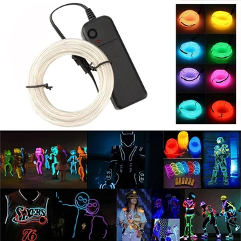 

1M/3M EL light strip soft flash elastic neon light line battery box controller neon dance party decoration Christmas atmosphere