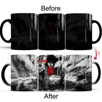 

One Piece Black Crazy Luffy Mug 350ml Color Changing Coffee Mugs Cup Moring Milk Cup Mugs Gift for Boy Friends Dropshipping
