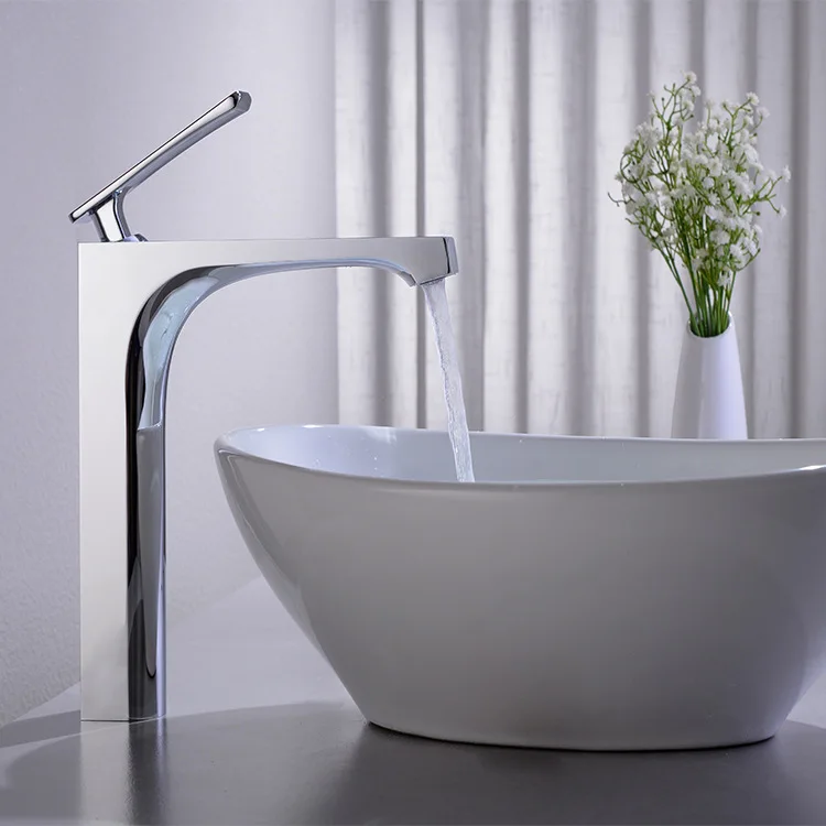 

Guangdong produces all-copper chrome-plated top hot and cold high style Basin faucet