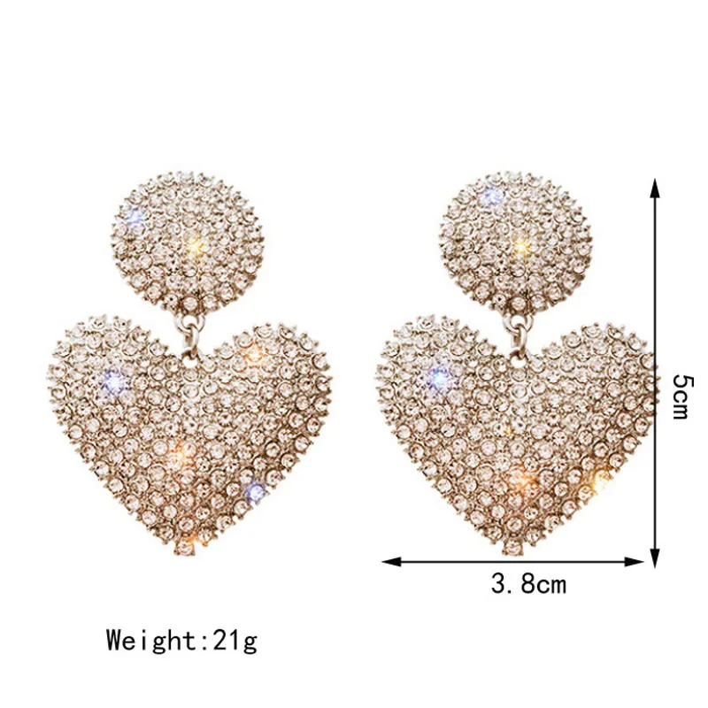 LETAPI 2020 новые серьги в форме сердца золотого и серебряного цвета с кристаллами для