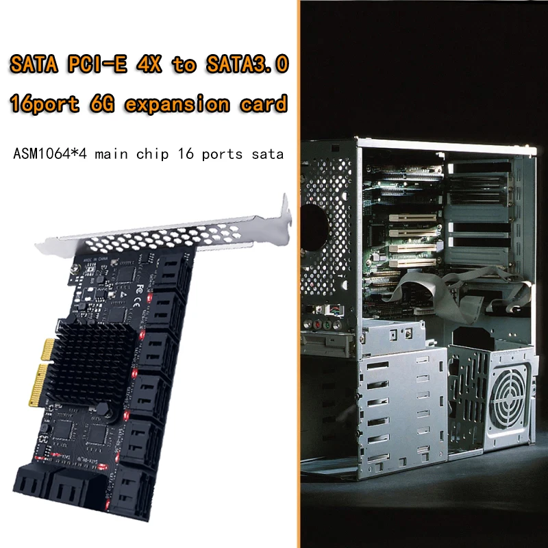 PCIe SATA Card 12/16/20 Ports 6Gb SATA 3.0 Controller Expansion Card Support 3.0 Devices