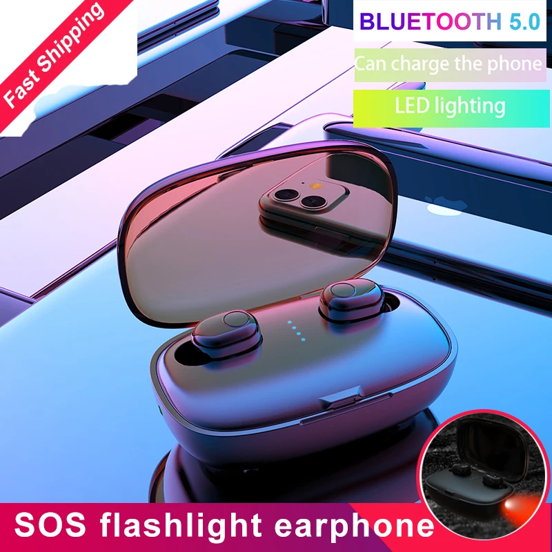 SOS фонарь, гарнитура A18 TWS беспроводные гарнитуры Bluetooth 5,0 бинауральные HD наушники для звонков стерео объемные басы Наушники для телефона