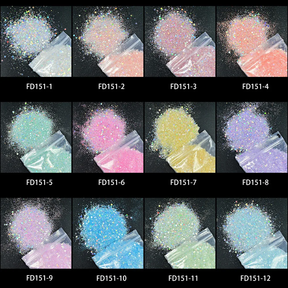 50g Chunky Glitter Holographic Iridescent Opal Fairy Drops Nail Art Unicorn Cosmetic Mixed Hexagon Sequins Manicure Glitter  &*&