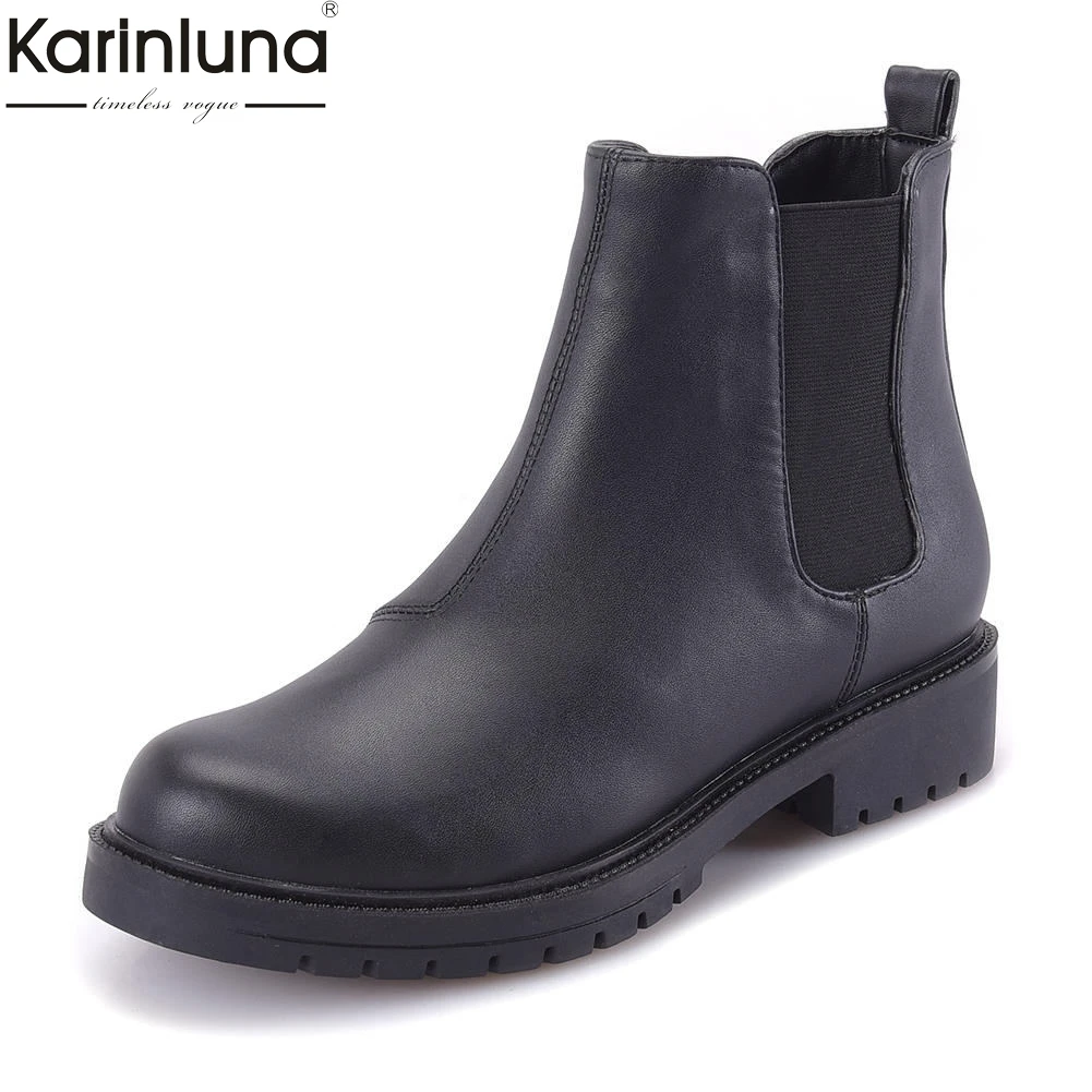 

Karinluna 2019 Brand design winter big size 43 high quality shoes woman chelsea boots female shoes slip on ankle boots women