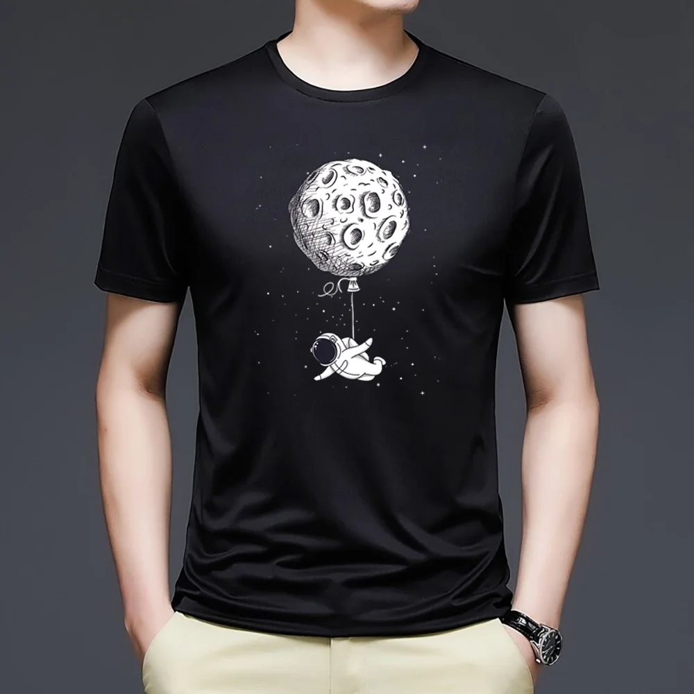 Men T Shirt Harajuku Summer Short Sleeve Astronaut Printed Tshirts Loose Fashion Tops Tees Trend Clothing Streetwear Pullover