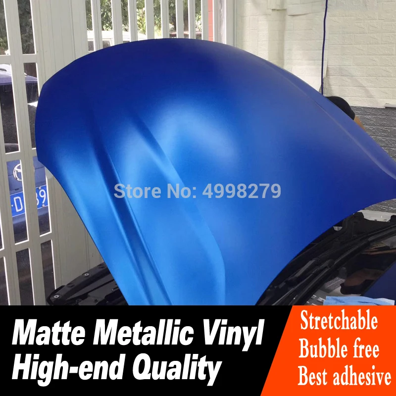 

Highest quality deep blue matte Metallic vinyl Car Sticker High-end vinyl wrapping matte metal wrap film Low Tack Repositionable