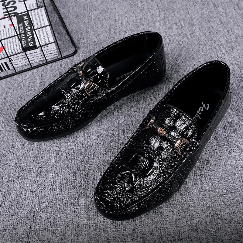 

2019 Autumn New Style Men's Loafers Young MEN'S Pattern Peas Crocodile Korean-style Foot Covering Korean-style Low Top Foot Cove