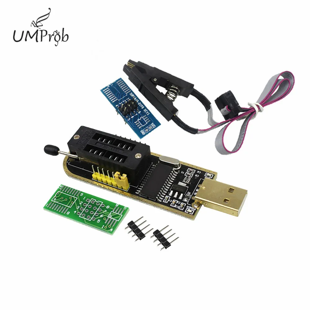 Ch341 24 25 series eeprom flash bios usb programmer module soic8 sop8