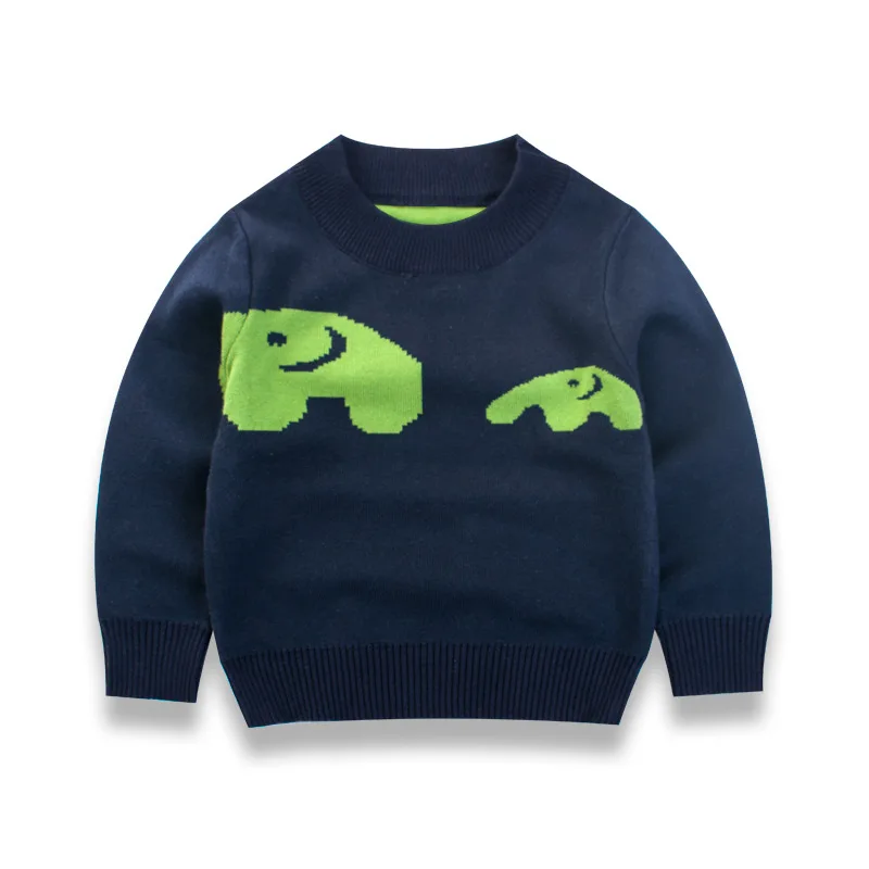 

Sweater Children Cute Baby Elephant Lion Head Car Multi--Printed Pure Cotton Wire Knitted Sweater