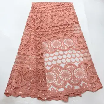 

New Colorful African Sequins Fabric French Tulle Mesh Lace Fabric for Bridal Materials High Quality Nigerian Sequence Lace