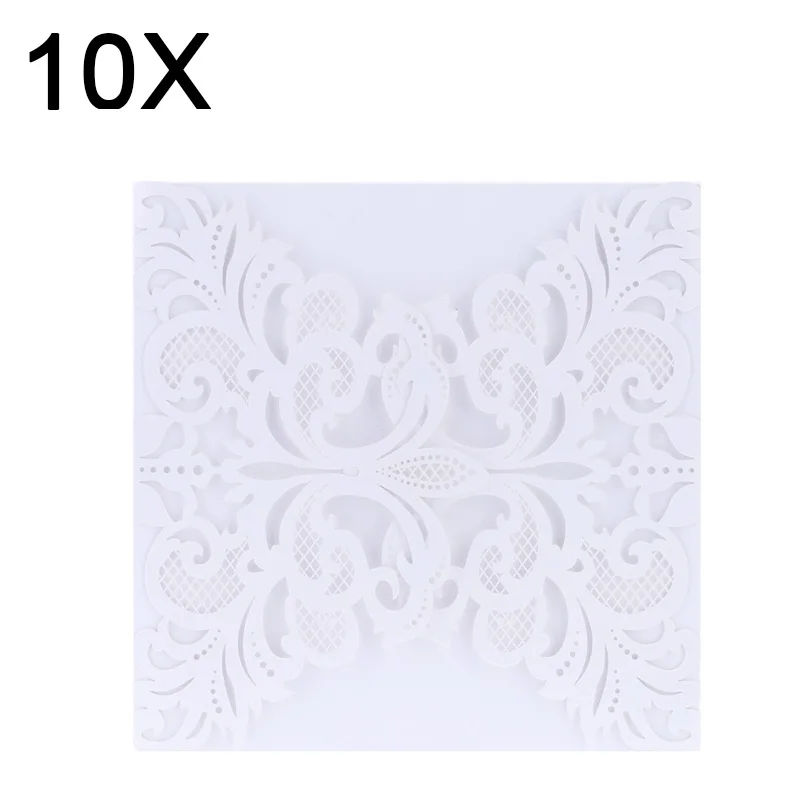 10 Pcs/ Set Wedding Party Invitation Card Decor Cards Envelope Delicate Carved Flower Wedding Party - 4000294136897