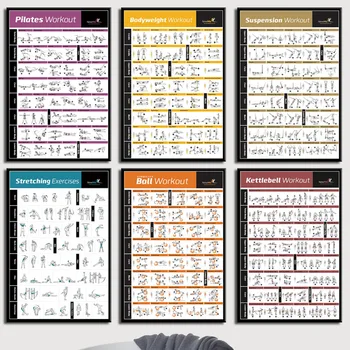 

Wall Art Canvas Painting Body Exercise Training Chart Workout Home GYM Fitness Home Decor Poster Pictures for Livng Room