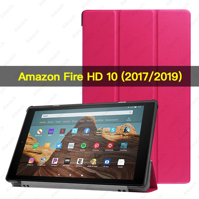 Для Amazon Kindle Fire HD 10 / чехол смарт-Магнитная подставка флип-чехол из искусственной кожи для Amazon Kindle Fire HD 10 чехол Funda - Цвет: Rose Red