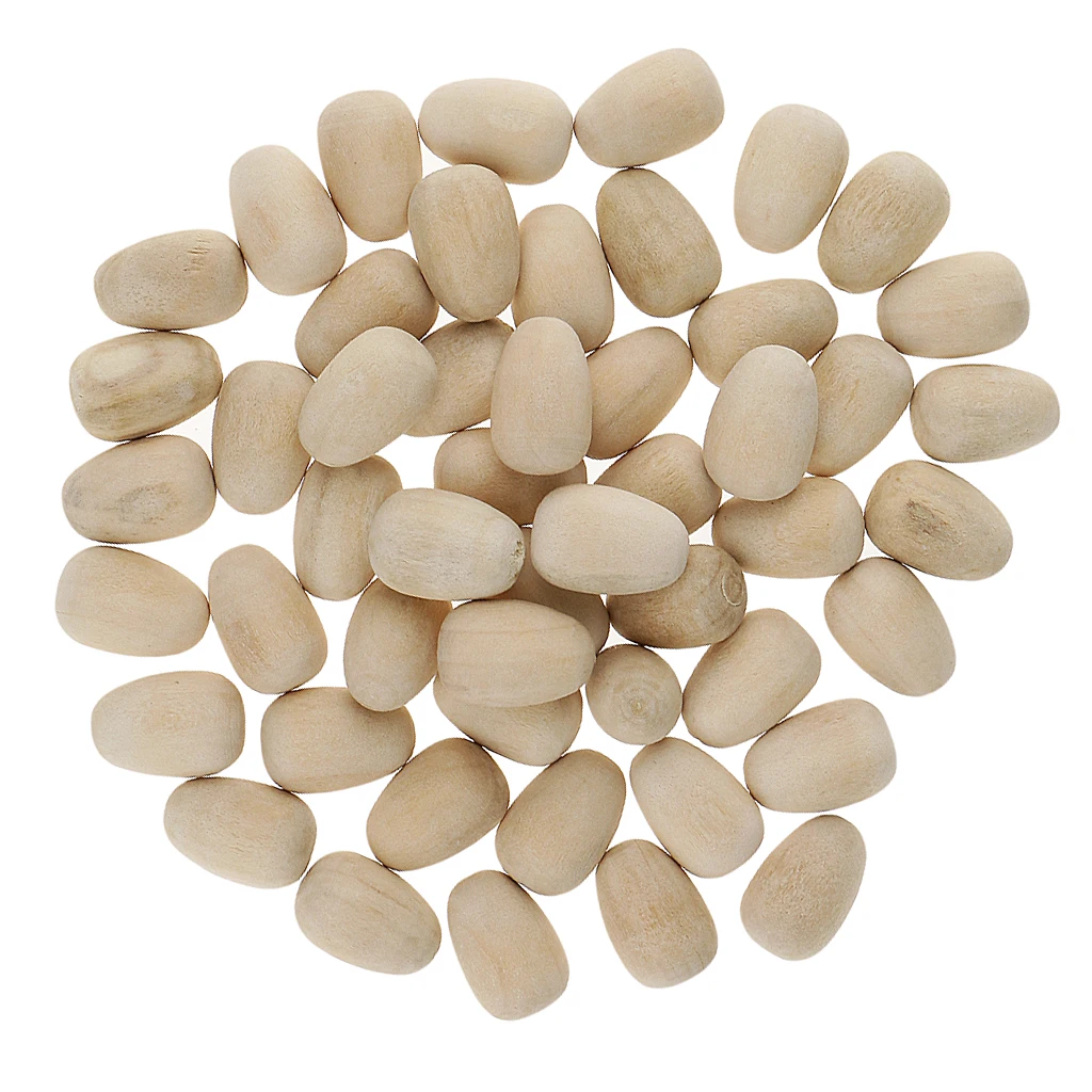 Unpainted Small Wooden Easter Eggs Craft Egg Embellishments 50 Pack Wood Table