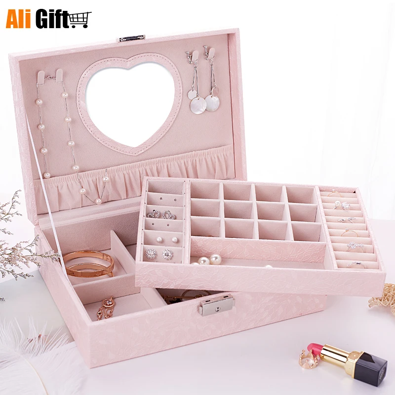 

Missy Jewelry Box Female Princess European Style Korean Earring Jewelry Collection Box Large Capacity Portable Dressing Case