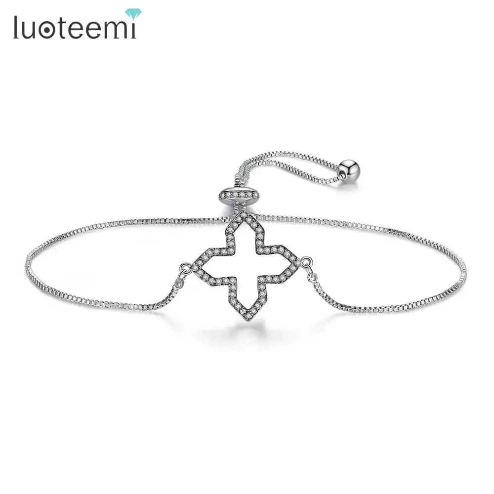 LUOTEEMI, регулируемый крест, браслеты для женщин, свадебные, обручение, модные ювелирные изделия, вечерние браслеты, Mujer, рождественские подарки
