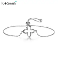 LUOTEEMI, регулируемый крест, браслеты для женщин, свадебные, обручение, модные ювелирные изделия, вечерние браслеты, Mujer, рождественские подарки