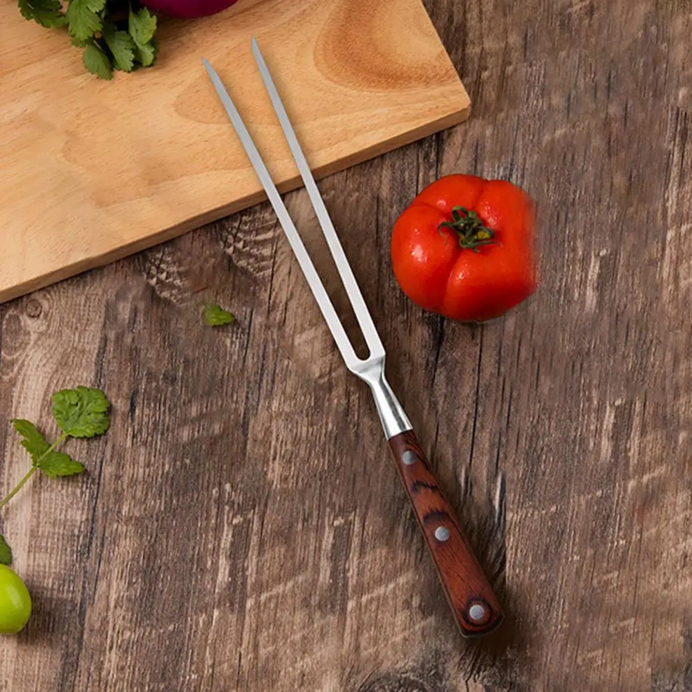 Grilling Fork Stainless Steel Thickened BBQ Skewers Fork Supplies for BBQ Camping Flat Forks Gadgets Kitchen Accessories Tools