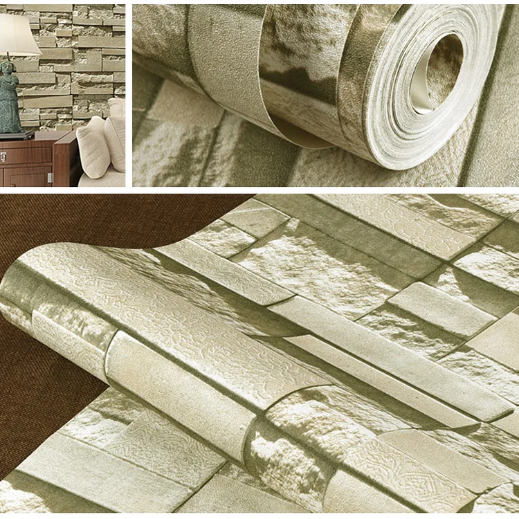 papel de parede pvc com imitação de decoração para sala de