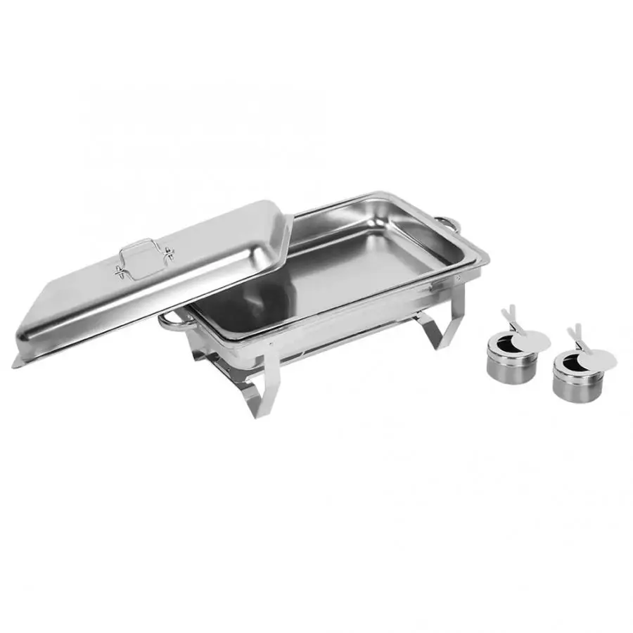 

Grilling Picnic Camping 9L Stainless Steel Catering Serve Chafer Square Buffet Stove Chafing Dish Buffet Pans grill