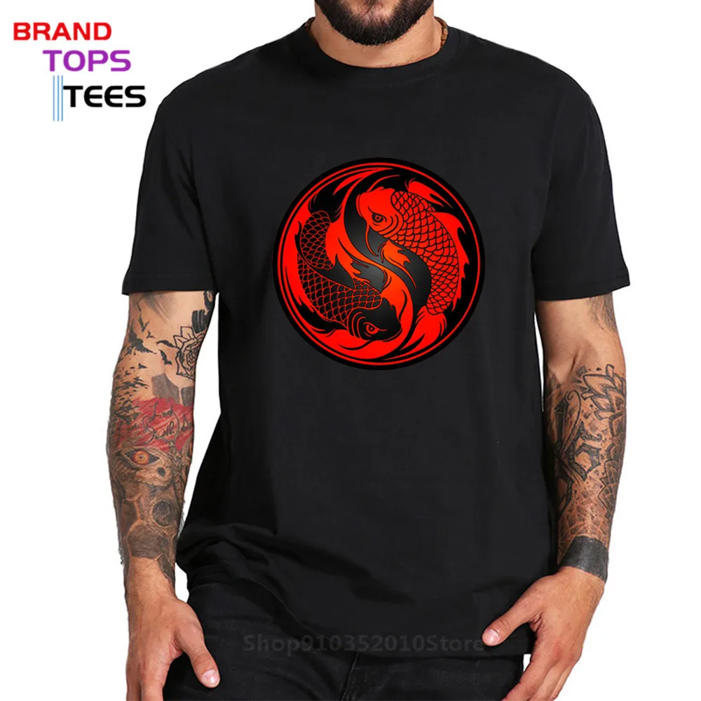 Koi Fish T-Shirt Regalo Di Compleanno Fortunato Tshirt Koi Carp Fish T Shirt Unica Cina Taiji Style Abbigliamento Yin Yang Top Tees