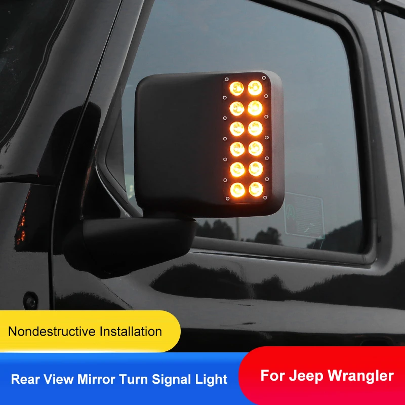 Qhcp Rear View Mirror Turn Light Signal Led Bulb Lamp Abs Rearview Side  Mirror Lamps For Jeep Wrangler Jk 2007-2017 Jl 2018-2021 - Car Stickers -  AliExpress