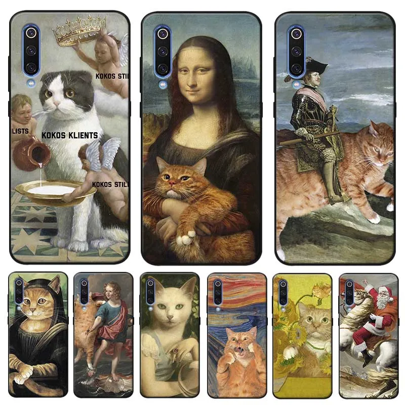 Мягкий силиконовый чехол для телефона Mona Lisa Pat Cat Art Для xiaomi mi 10 pro 9 9t se 8 pocophone f1 mix 3 |