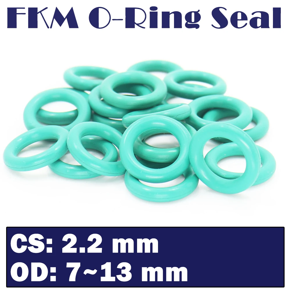 

CS 2.2mm FKM Rubber O RING OD 7/8/9/10/11/12/13*2.2 mm 100PCS O-Ring Fluorine Gasket Oil seal Green ORing