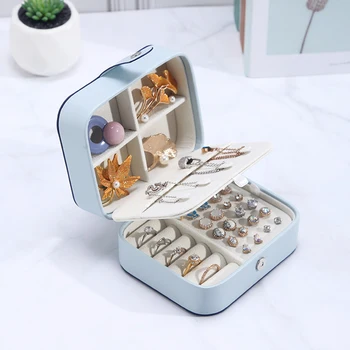 

Square Shaped Jewelry Box PU Leather Necklace Bracelet Storage Organizer Travel Portable Ring Earrings Case Holder