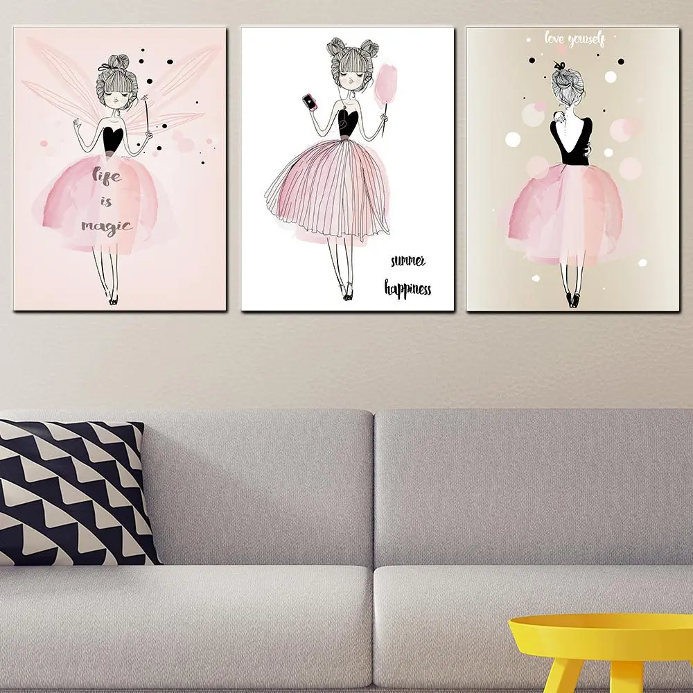Мультфильм Kawaii милая девушка декоративная картина гостиная салон красоты зал