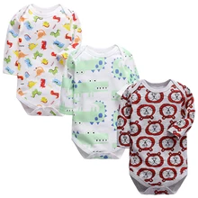 Одежда для маленьких мальчиков Боди для новорожденных с длинными рукавами, 3, 6, 9, 12, 18, 24 месяцев, комплект из 3 предметов, одежда для маленьких девочек