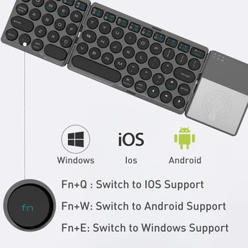 Foldable  Bluetooth Keyboard Wireless Keypad with Touchpad Rechargeable for Tablet Notebook IOS Android Windows Phone