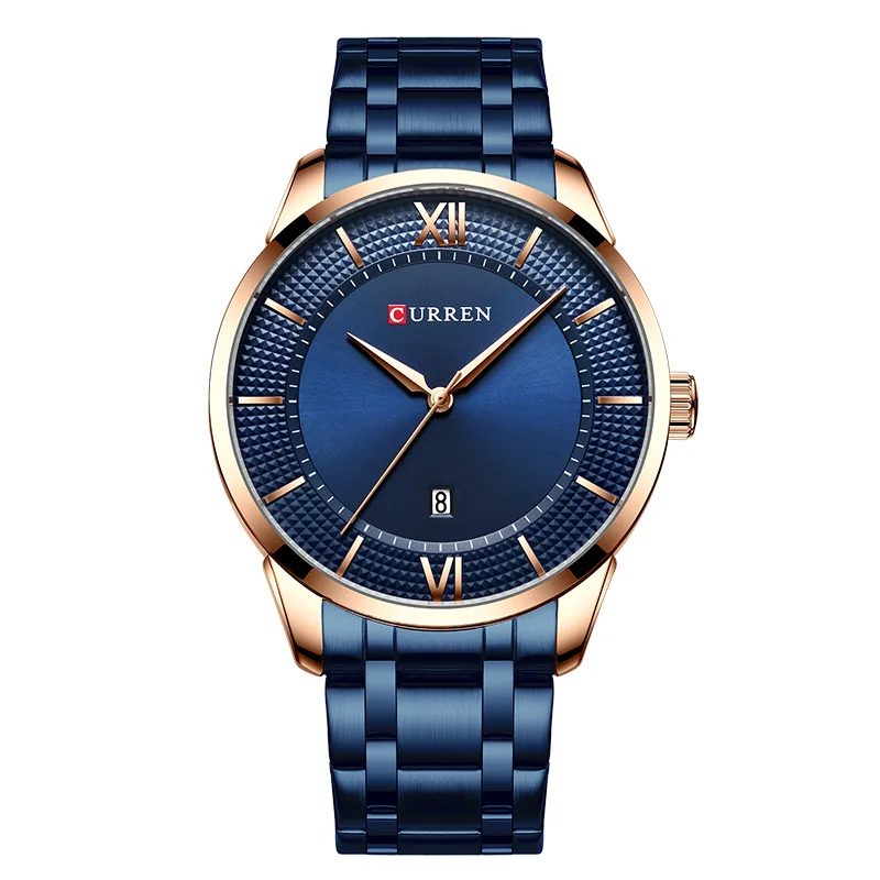 Blue Blue Curren кварцевые мужские часы лучший бренд класса люкс Синяя Сталь Водонепроницаемые мужские часы с датой мужские часы аналоговые наручные часы мужские s часы - Цвет: Blue Blue