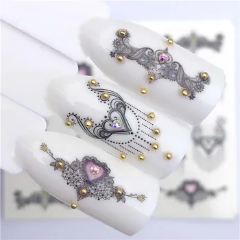 

Coloful necklace flower butterfly tattoo for nail art decoration DIY manicure ultra thin nail foils water transfer decals FW042