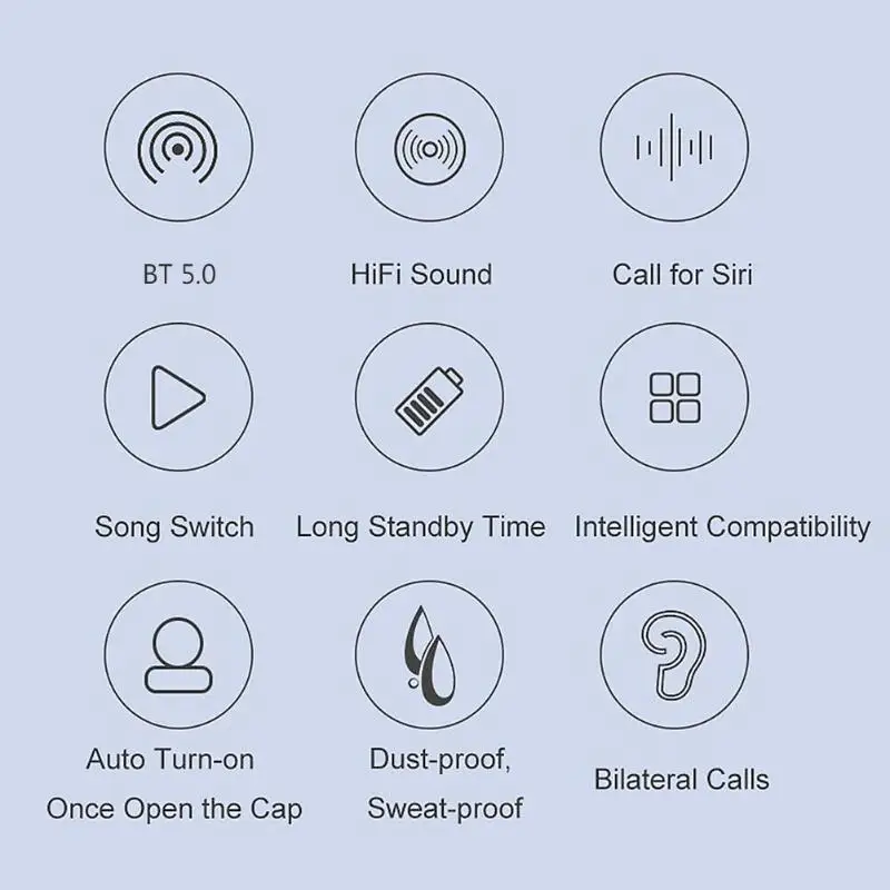 TW40 TWS Touch Control Wireless Bluetooth 5.0 Earphone Sports Headset w/Mic