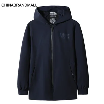 

Autumn Thin Section Young Men Fat Man Plus Fat Plus Size Leisure With Cap Windbreaker Medium Length Money Coat Male