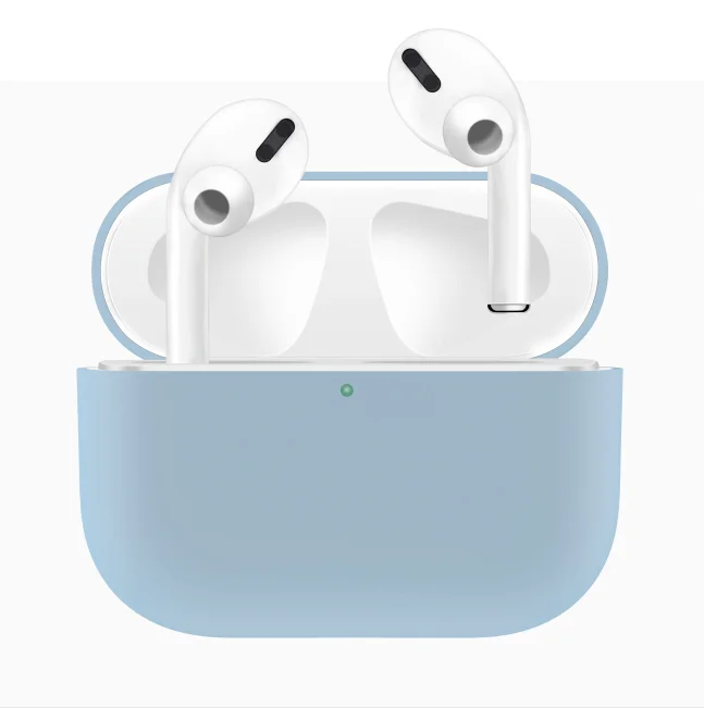Light Blue Для AirPods Pro силиконовый Bluetooth беспроводной чехол для наушников Защитный чехол Аксессуары для Apple Airpods Pro зарядная коробка - Цвет: Light Blue