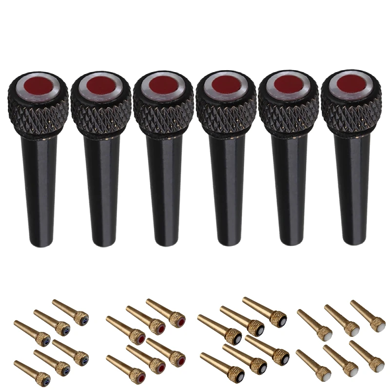 

6pcs Acoustic Guitar Abalone Pearl Dot Metal Bridge End Pins Golden
