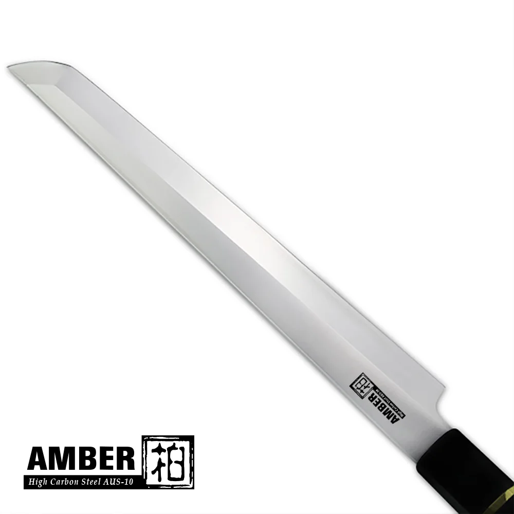 Янтарный нож 11 дюймов восьмиугольная эбеновая деревянная ручка AUS-10 из твердой стали Sakimaru нож из высокоуглеродистой нержавеющей стали кухонный нож повара