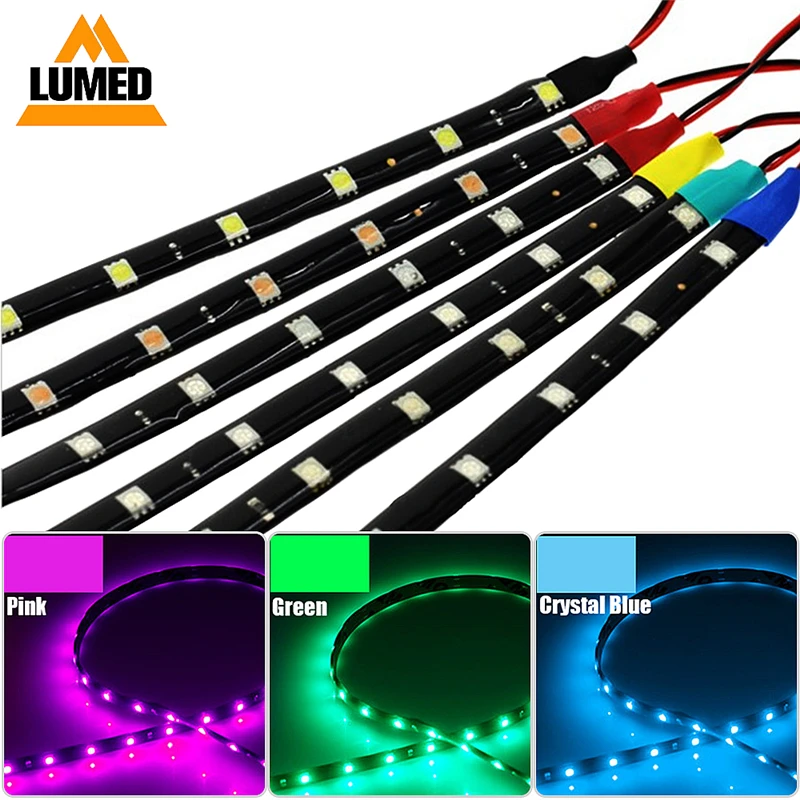 100 шт. автомобильный светильник DRL 15 SMD 30 см 5050 Светодиодная лента Гибкая декоративная Водонепроницаемая новая интерьерная лампа 12 В