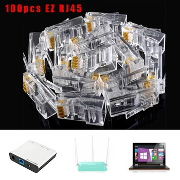 

100x 8P8C EZ RJ45 Cat6 45 UTP Ethernet Cable Plug RG45 Cat5e Network Terminal Durable And Practical
