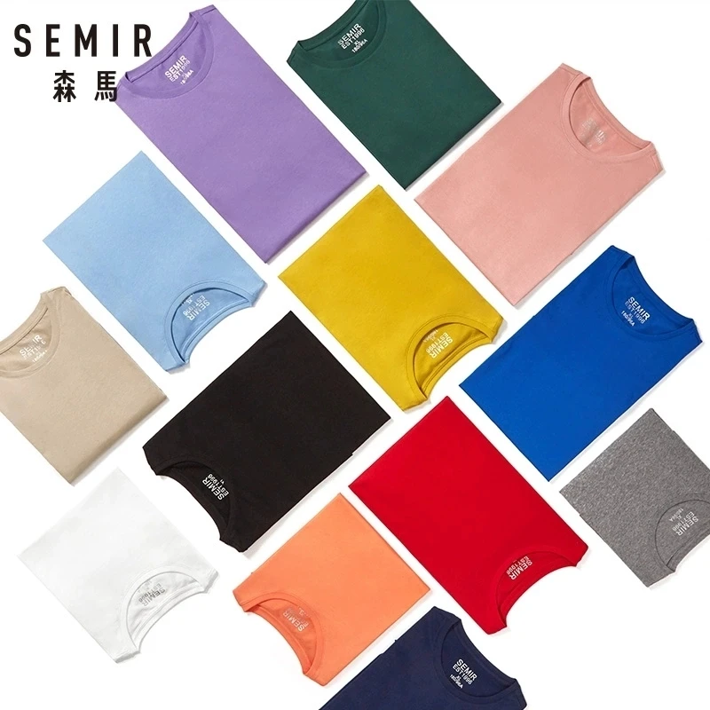 Buena Compra SEMIR informal-Camiseta de algodón para hombre, camisetas blancas de manga corta, ropa de calle, Tops de verano, 2021 Zn7mzeQDlRD