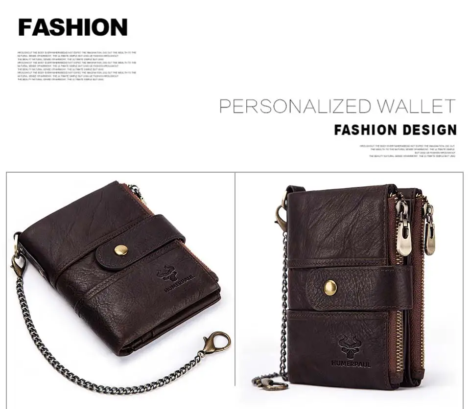 Free Engraving Short Genuine Leather Men Wallet Coin Male Purse Small Real Card Holder Chain PORTFOLIO Portomonee Hasp