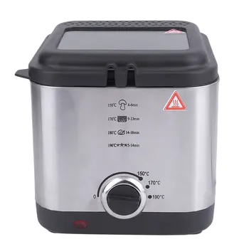

Compact 1.5 Litre Chip Pan Basket Non Stick Oil Fry 900W Stainless Steel Deep Fat Fryer Kitchen Tools