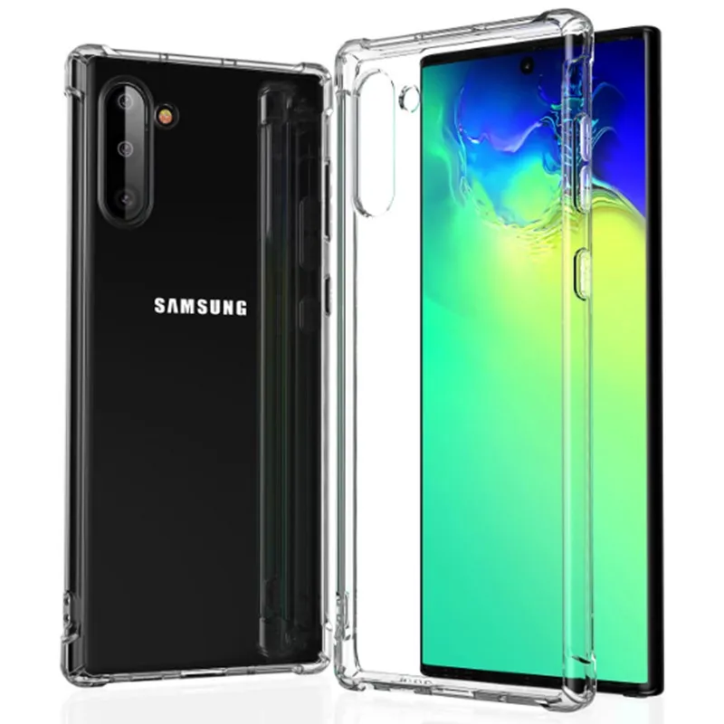 

Quzong Shockproof Phone Case For Samsung Note10 Pro Note 8 9 Clear Transparent Soft TPU Cover For Galaxy S9 S10 Plus S10E Cases