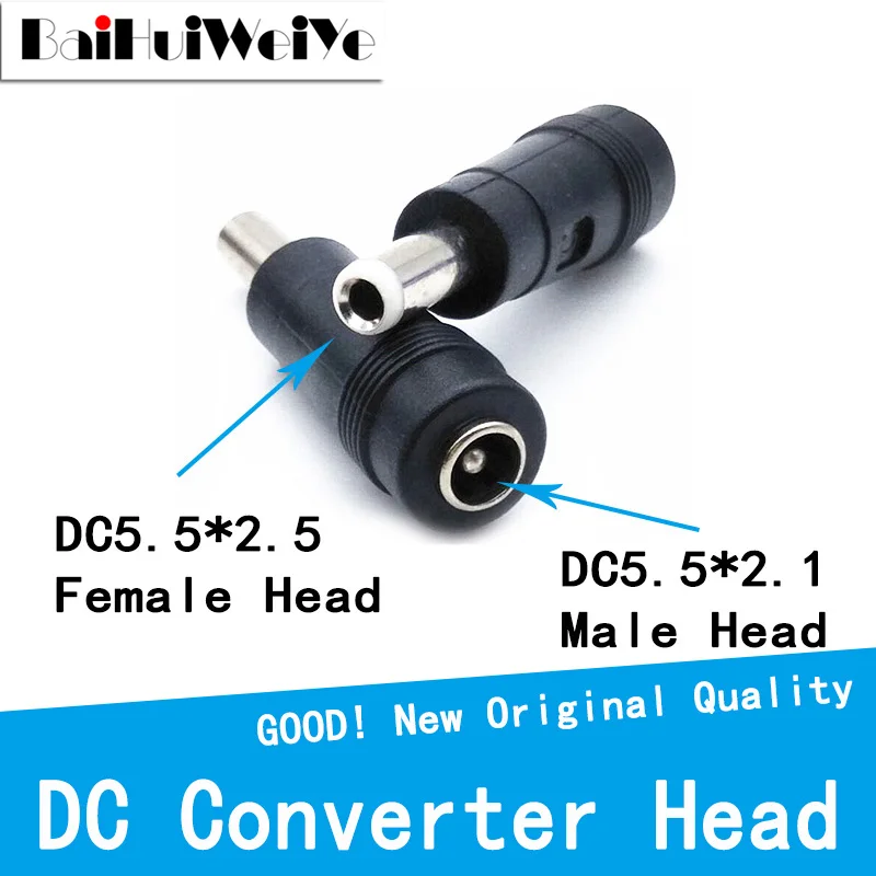 5Pcs/Lot DC Converter Head DC5.5 * 2.1 Female To 5.5 * 2.5 Male DC Power Adapter Big Turn Small