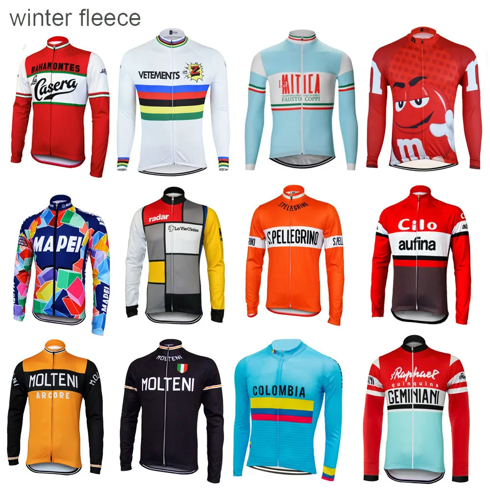 Зимняя флисовая велосипедная Джерси с длинным рукавом одежда для велосипеда